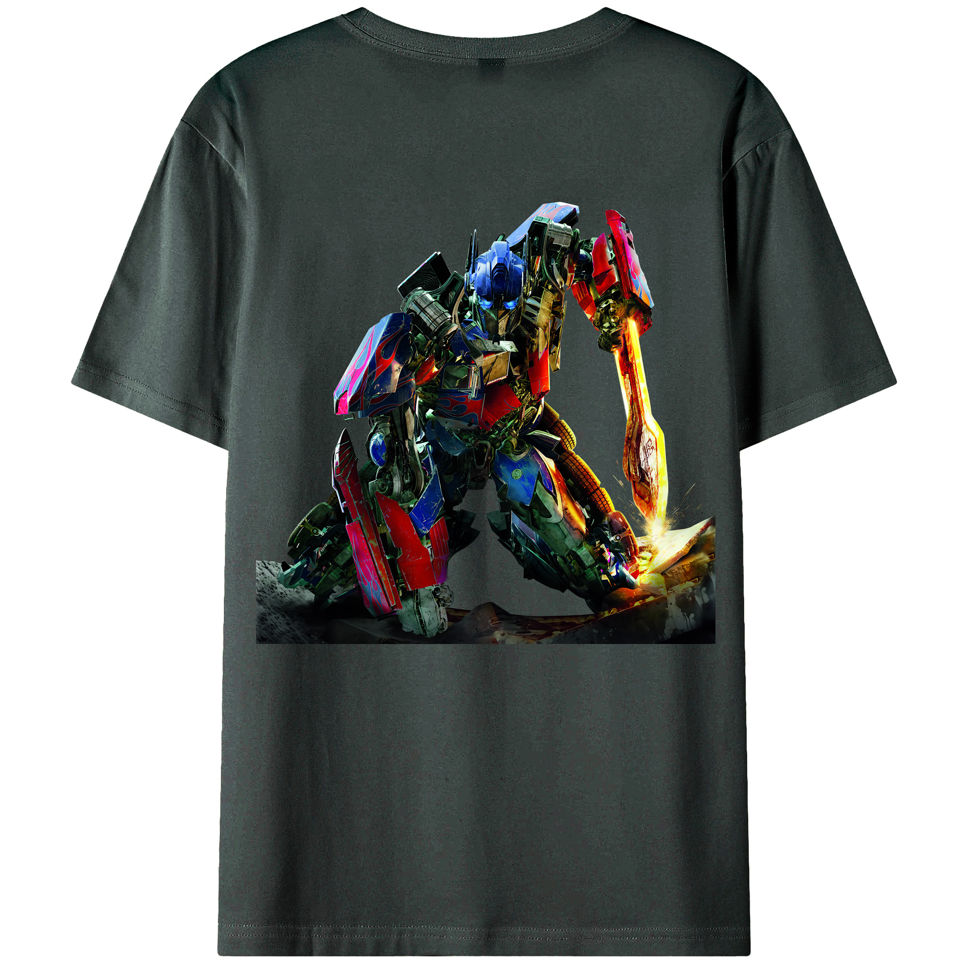 （画像用） Transformers トランスフォーマー 綿100％ メンズ半袖Tシャツ（バックプリント） 通気性
